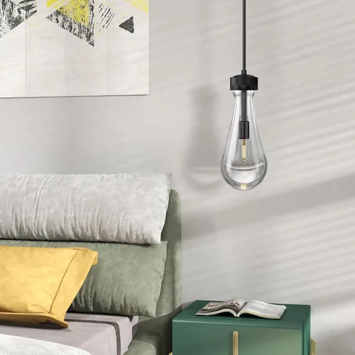 Miniatura 8 de Lámpara colgante de gota de lluvia, luces colgantes negras para isla de cocina, paquete de 3, luces modernas de isla para cocina, casa de campo