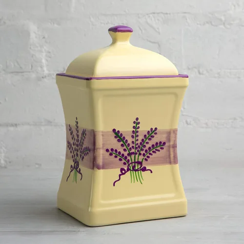 Miniatura 6 de City to Cottage Tarro de almacenamiento de cocina hecho a mano con tapa de 31.5 onzas, floral, morado y crema, grande, de cerámica, regalo