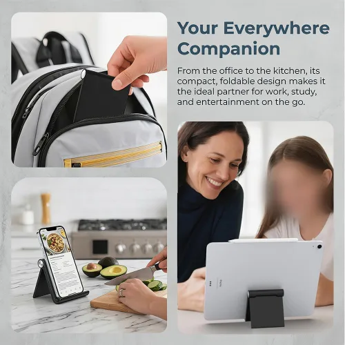 Miniatura 4 de Soporte para tableta, soporte plegable ajustable para teléfono celular, compatible con la mayoría de iPad y teléfonos inteligentes, accesorio