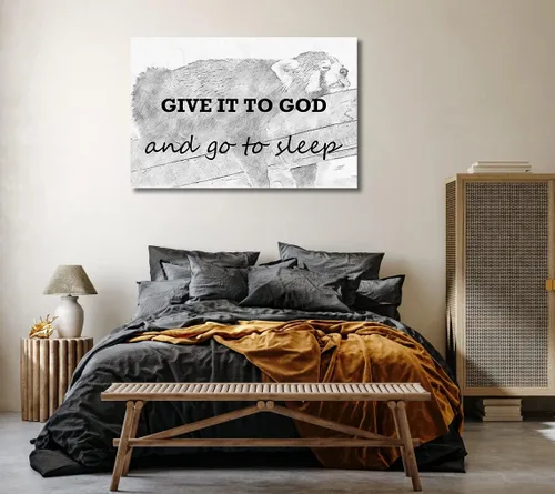 Miniatura 2 de Lienzo decorativo inspirador para pared, con cita "Give It to God, and Go to Sleep", arte de pared cristiano para decoración de dormitorio y casa