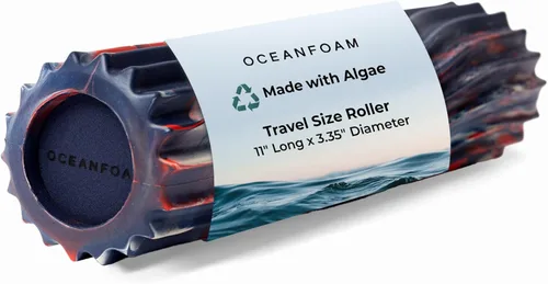Oceanfoam Ripple - Rodillo de espuma de viaje (11 x 3.35 pulgadas), mini rodillo de espuma firme para terapia física, masaje de tejido profundo,