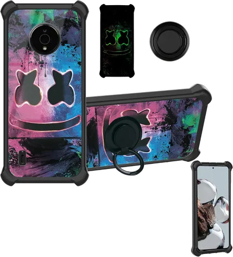 Miniatura 44 de Aroepurt Funda compatible con Nothing Phone 2a Phone Case Cover [PC duro + silicona suave] [soporte de anillo] [efecto luminoso] YGH-BQ