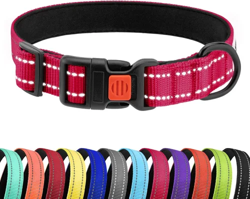 Miniatura 22 de CollarDirect Collar reflectante para perro o cachorro pequeño, mediano y grande con hebilla de liberación rápida, para machos y hembras, nailon Rojo