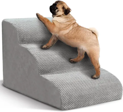 Miniatura 20 de Escaleras para perros pequeños, rampa de espuma de alta densidad para perros, escalones extra anchos antideslizantes para camas altas o sofá