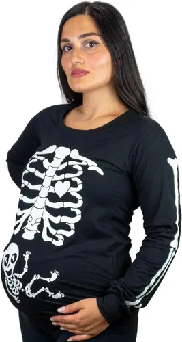 Miniatura 4 de Pareja de Halloween brilla en la oscuridad camisas de manga larga bebé rayos X camiseta de maternidad para hombres comida hamburguesa esqueleto