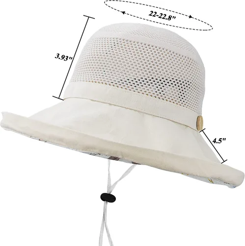 Miniatura 4 de Sombrero de malla para el sol para mujer, plegable, de ala ancha, protección UV, protección UV, para playa, con correa para la barbilla
