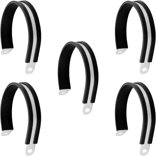 Miniatura 54 de MroMax Abrazadera de cable de 0.236 in de diámetro EDPM Abrazadera aislada acolchada de goma 304 Abrazadera de tubería de acero inoxidable 0.24 "R