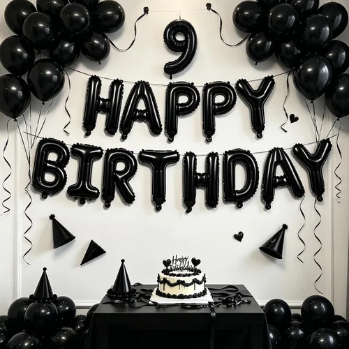 Miniatura 5 de TONIFUL Juego de globos negros de feliz cumpleaños y números de 16 pulgadas, globos de letras de aluminio metálico con globos de 0 a 9 dígitos