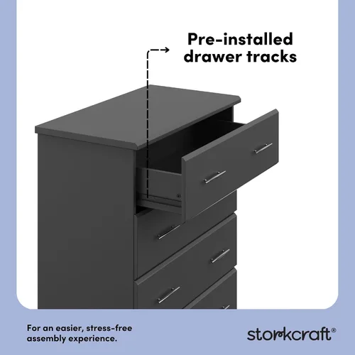 Miniatura 7 de Storkcraft - Cómoda de 4 cajones Brookside (color gris), con certificado GREENGUARD Gold, para habitación de bebé o niños, organizador