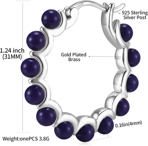 Miniatura 2 de Aretes de aro de perlas para mujer, plata de ley 925, chapados en oro, multcolors simulados, joyería de perlas de concha weinuo