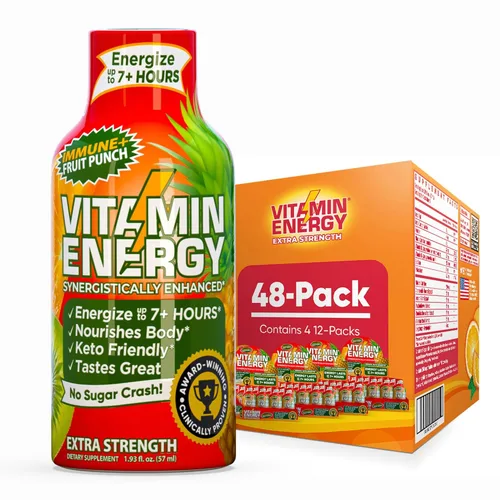 Miniatura 63 de Vitamin Energy Immune+ Extra Strength Energy Shot Army Orange 10 unidades, 260 mg de cafeína natural, vitaminas B, citicolina, té verde, apoyo