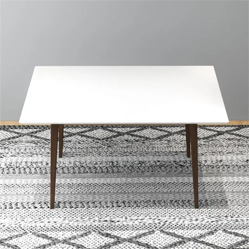 Miniatura 5 de Allora Mesa de comedor rectangular de madera moderna de mediados de siglo para cocina, comedor en nogal y blanco de 47 pulgadas