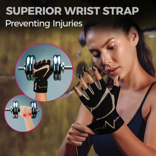Miniatura 8 de MhIL Guantes de entrenamiento para mujer – Guantes de gimnasio transpirables para mujer con protección de palma y agarre mejorado – Guantes
