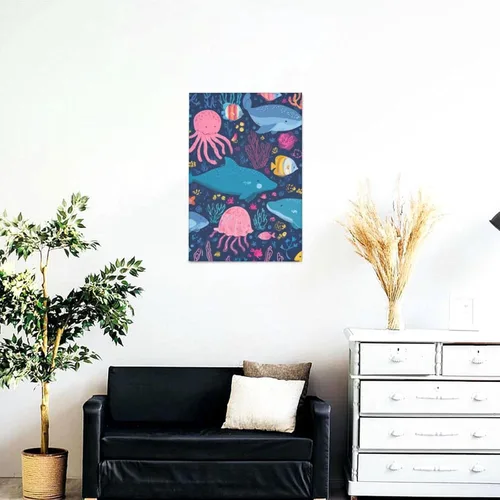 Wall Art for Living Room Wall Decor Picture Marine Animals Canvases Painting Retro Farmhouse Posters Decorative Aesthetic Painting for Kitchen
