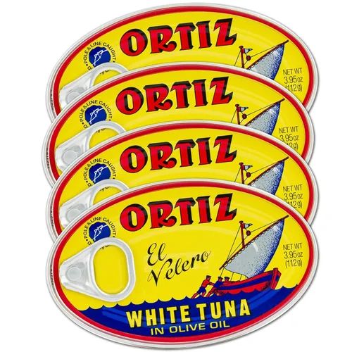 Miniatura 9 de Ortiz Atún en aceite de oliva, lata ovalada de 3.95 onzas, paquete a granel de 12 Atún enlatado superior en aceite de oliva Ortiz Atún blanco