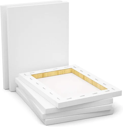Miniatura 4 de GOTIDEAL Lienzo estirado, 11 x 14 pulgadas, juego de 7 unidades, blanco imprimado, 100% algodón, para pintar, verter acrílico, pintura al óleo