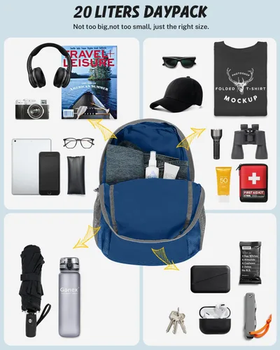 Miniatura 5 de Gonex Mochila Ultraligera Plegable de 20L, Práctica, Plegable para Camping, Viajes al Aire Libre, Ciclismo, Mochila Escolar Azul oscuro