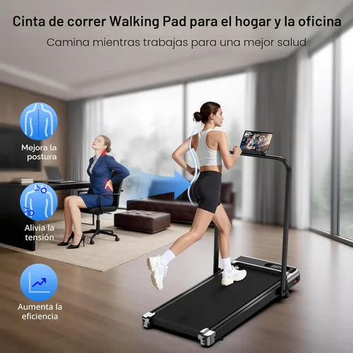 Miniatura 8 de AoraPulse - Caminadora plegable portátil para el hogar, pequeña caminadora para oficina en casa con capacidad de 300 libras, caminadora eléctrica