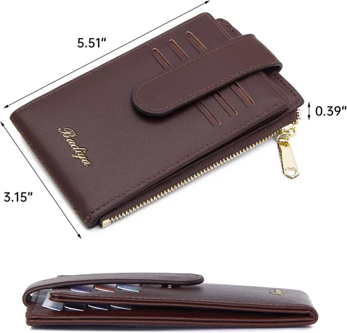 Miniatura 3 de Badiya Tarjetero para mujeres con RFID, carteras delgadas, plegables, tarjetero multifuncional, monedero