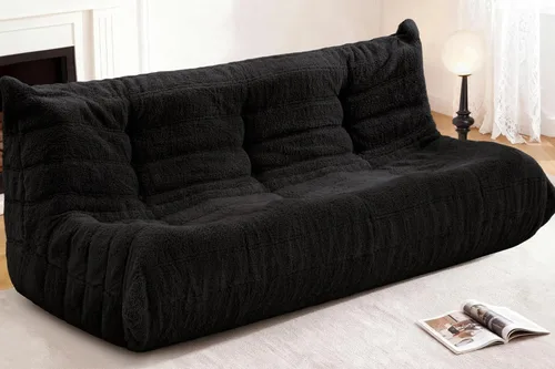 Miniatura 78 de Puf para adultos, silla puf grande, sillón con relleno de espuma viscoelástica para el hogar, apartamento o sala de juegos, gris afelpado Felpa gris