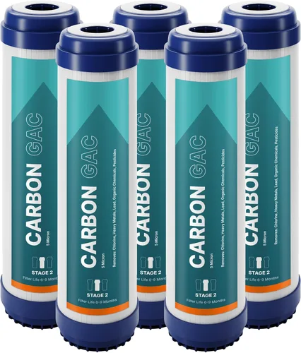 NU Aqua Platinum Series - Sistema de filtración de agua de ósmosis inversa de reemplazo de filtros GAC de carbón activado granular Cartuchos