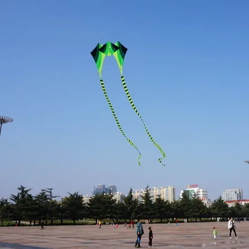 Miniatura 2 de Besra Cometa grande de rana fluida de diamante 3D de una sola línea con 2 colas largas, deportes divertidos al aire libre para niños y adultos