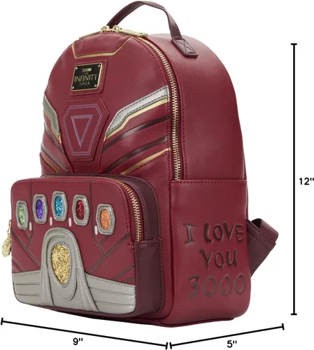 Miniatura 9 de Loungefly Marvel Avengers Iron Gauntlet Infinity Saga Hero Mini Mochila, Rojo -, Bolso de hombro