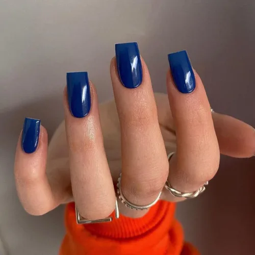 Miniatura 25 de Uñas postizas a presión color rosa bebé, uñas postizas cuadradas medianas con pegamento en uñas de longitud media, uñas acrílicas cortas
