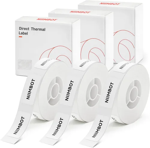 NIIMBOT Cinta de etiquetas de impresora modelo D11/D110/D101, (3 rollos, 0.59 "x 1.18"/15×30 mm) Papel de impresión de etiquetas adaptado, reemplazo