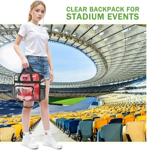 Miniatura 38 de MAY TREE Bolsa transparente para eventos en estadios de 12 x 6 x 12 pulgadas, bolsa de almuerzo transparente con correas reforzadas para trabajo