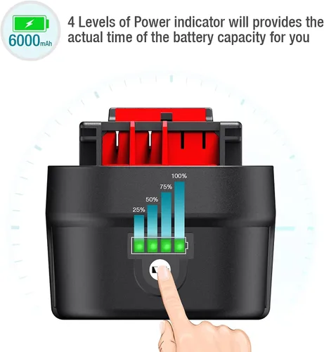 Miniatura 2 de Reemplazo de batería de iones de litio HPB18 de 6.0Ah para Black&Decker 18V Batería HPB18-OPE 244760-00 A1718 FS18FL FSB18 Firestorm Herramientas