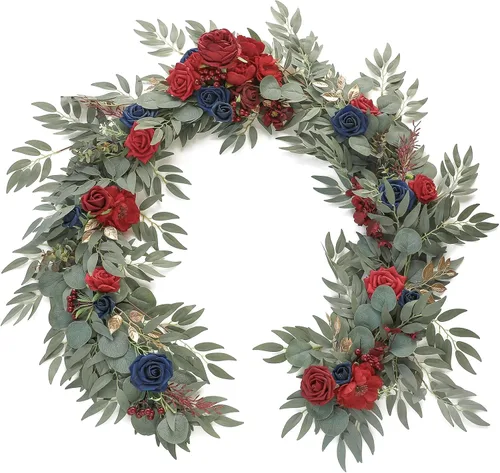 Miniatura 11 de Floroom Guirnalda de eucalipto artificial de 6 pies con flores, vegetación falsa, guirnalda de vid floral sintética para decoración de mesa, centros