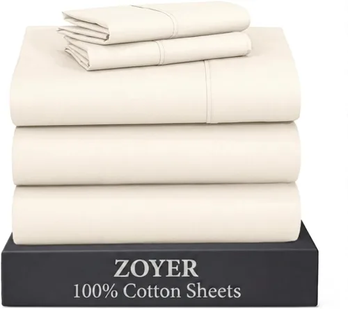 Miniatura 51 de ZOYER Sábanas de percal 100 % algodón tamaño King, refrescantes y transpirables para personas que duermen con calor, ropa de cama crujiente