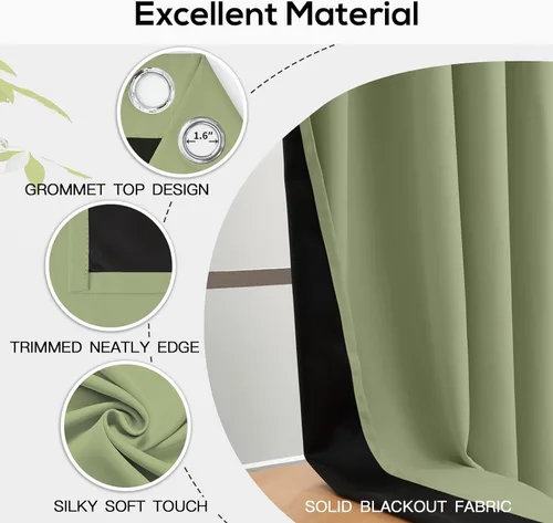 Miniatura 155 de Yakamok Cortinas negras, cortinas de ventana con aislamiento térmico y eficiencia energética para dormitorio, cortinas opacas completas y cortinas