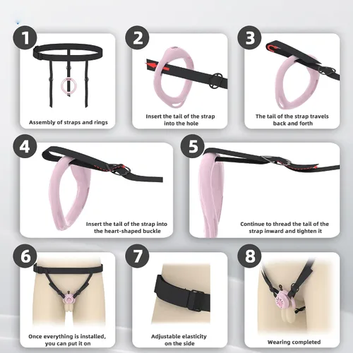 Miniatura 5 de Love Chastity Lock - Jaula para pene negativa, dispositivo ligero de castidad masculina con 6 anillos para el pene y catéter y bloqueo invisible