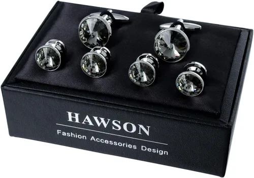 Miniatura 21 de HAWSON Gemelos para hombre con juego de tachuelas de camisa de 4/6 piezas, caja de regalo, joyería para hombre o accesorios para boda, fiesta