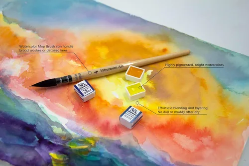 Miniatura 2 de Juego de Pintura de Acuarela Profesional - 24 Pastillas de Pinturas de Acuarela Transparentes Altamente Pigmentadas con Pincel de Acuarela Sintético