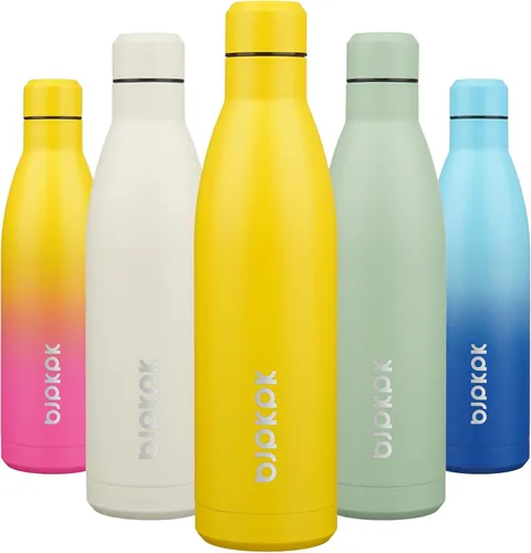 Miniatura 94 de BJPKPK Botellas de agua de acero inoxidable con aislamiento de 17 onzas, mantiene el frío y el calor, brillante oro rosa Oro rosa brillante