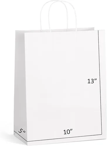 Miniatura 13 de Eupako Bolsas de compras Kraft de 10 x 5 x 13 – 100 unidades de papel marrón con asas, regalo a granel, recuerdo de fiesta, mercancía, venta al por