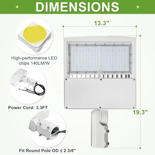 Miniatura 4 de Luz LED de estacionamiento de 150 W, 80 W/100 W/150 W seleccionable, 21,000 lm LED Shoebox Area Light, 5000 K luz diurna, 100 – 277 V, reemplaza 450