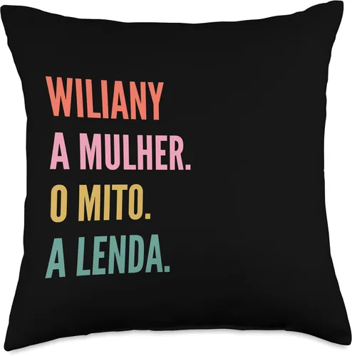 Miniatura 4 de Designs De Nomes Engraçados Para Mulher Divertida almohada portuguesa con diseño de primer nombre Wiliany, 16 x 16 pulgadas, multicolor