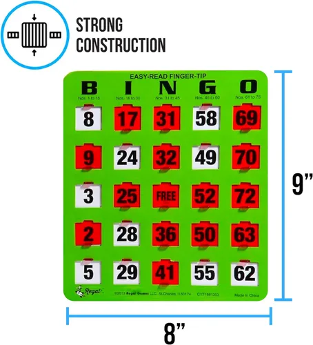 Miniatura 4 de Regal Bingo - Tarjetas de Bingo con Ventanas Deslizantes Solamente - 8" x 9" - Cartulina Verde de 5 Capas - Fácil de Leer - Sin Duplicados - Paquete
