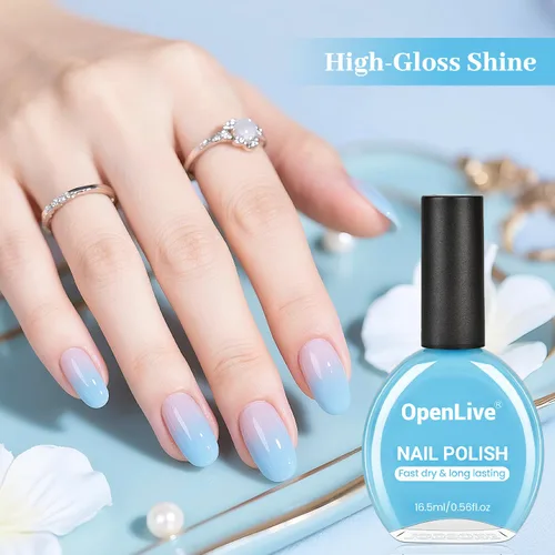 Miniatura 4 de OpenLive 16.5ml Gel Jelly Baby Blue Esmalte de uñas de gran volumen de secado rápido, brillo de larga duración, arte de uñas para uñas de manos
