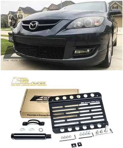 Miniatura 10 de Extreme Online Store Repuesto para Mazda 3 y MazdaSpeed 3 2004-2009 Placa EOS versión 2 Gancho de remolque para parachoques delantero, soporte