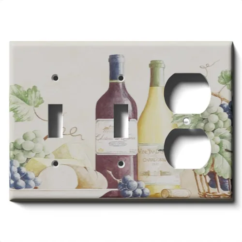 Miniatura 7 de Placa decorativa para salida - uvas y vino - Receptáculo doble dúplex