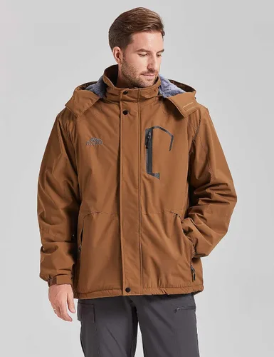 Miniatura 5 de Chaqueta de esquí impermeable para hombre, abrigo de nieve cálido con capucha, rompevientos