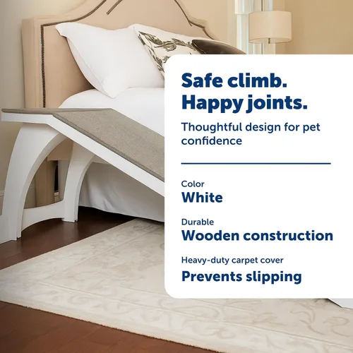 Miniatura 3 de PetSafe CozyUp Rampa de Cama - Apoya la Espalda y Articulaciones de las Mascotas - Superficie de Alfombra de Alta Tracción - Madera Grado Mueble