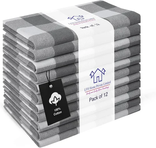 Miniatura 14 de LFH Home - Juego de 4 servilletas Dobby de tela rica en algodón, lavables, suaves, duraderas, a rayas, para comedor, boda, uso diario