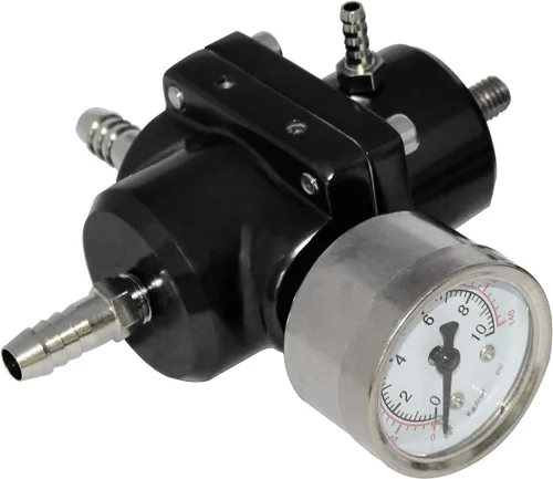 Miniatura 4 de Kit de regulador de presión de combustible ajustable universal con medidor de 0-140 PSI Regulador de presión de inyección de aceite de gas de Negro