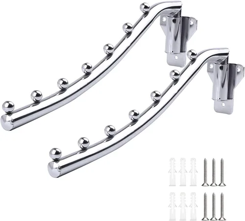 Miniatura 10 de Perchero plegable montado en la pared, colgador de ropa plegable de acero inoxidable, ganchos de ropa con soporte de brazo oscilante que ahorra